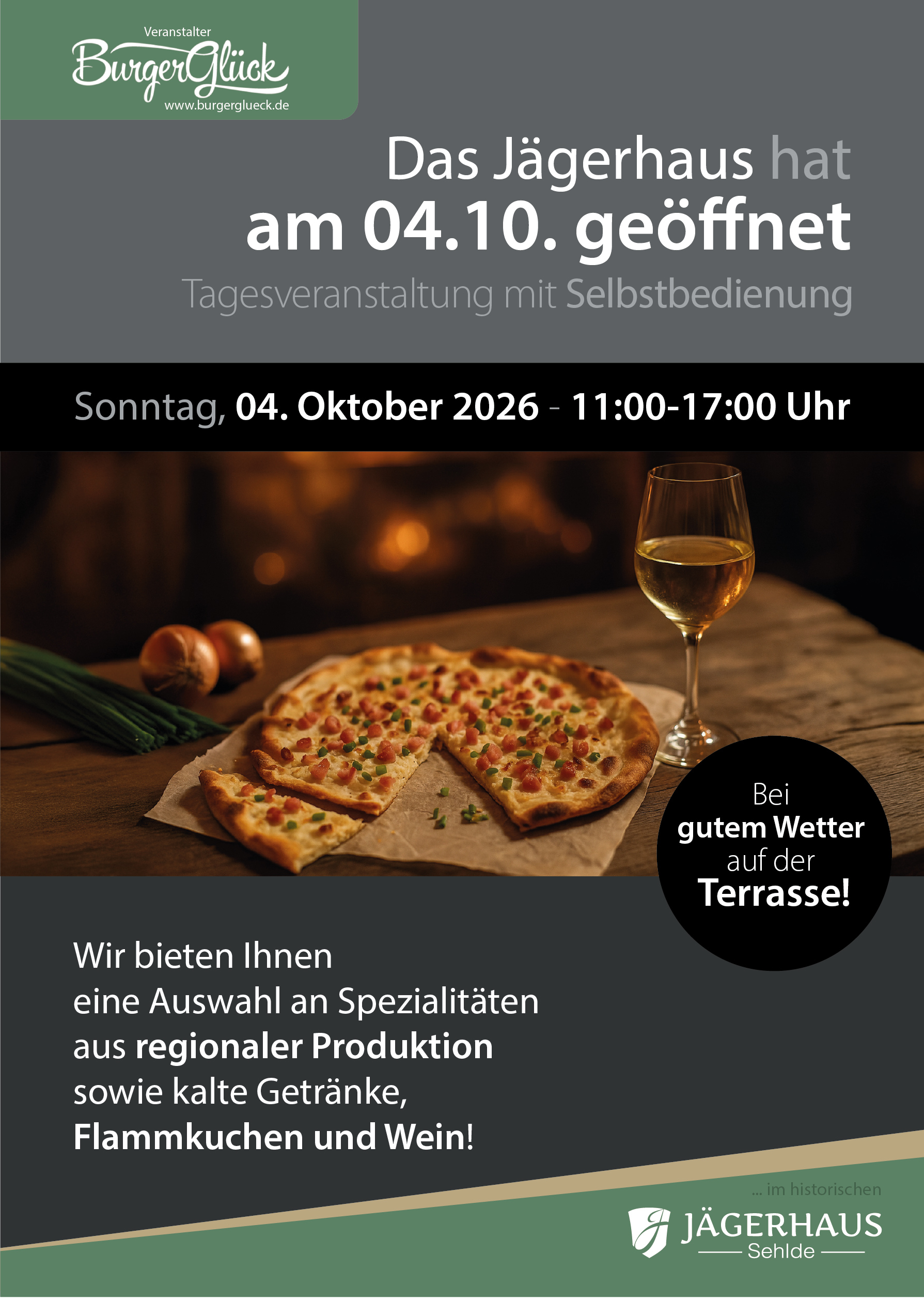 Jägerhaus Sehlde am 4 Oktober 2026 geoeffnet